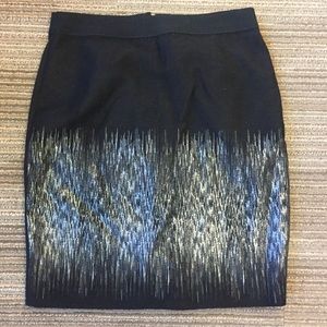 Metallic Black Wool Skirt